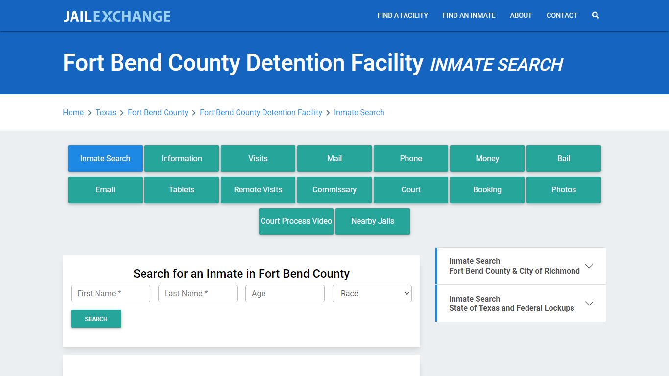 Fort Bend County Detention Facility Inmate Search - Jail Exchange