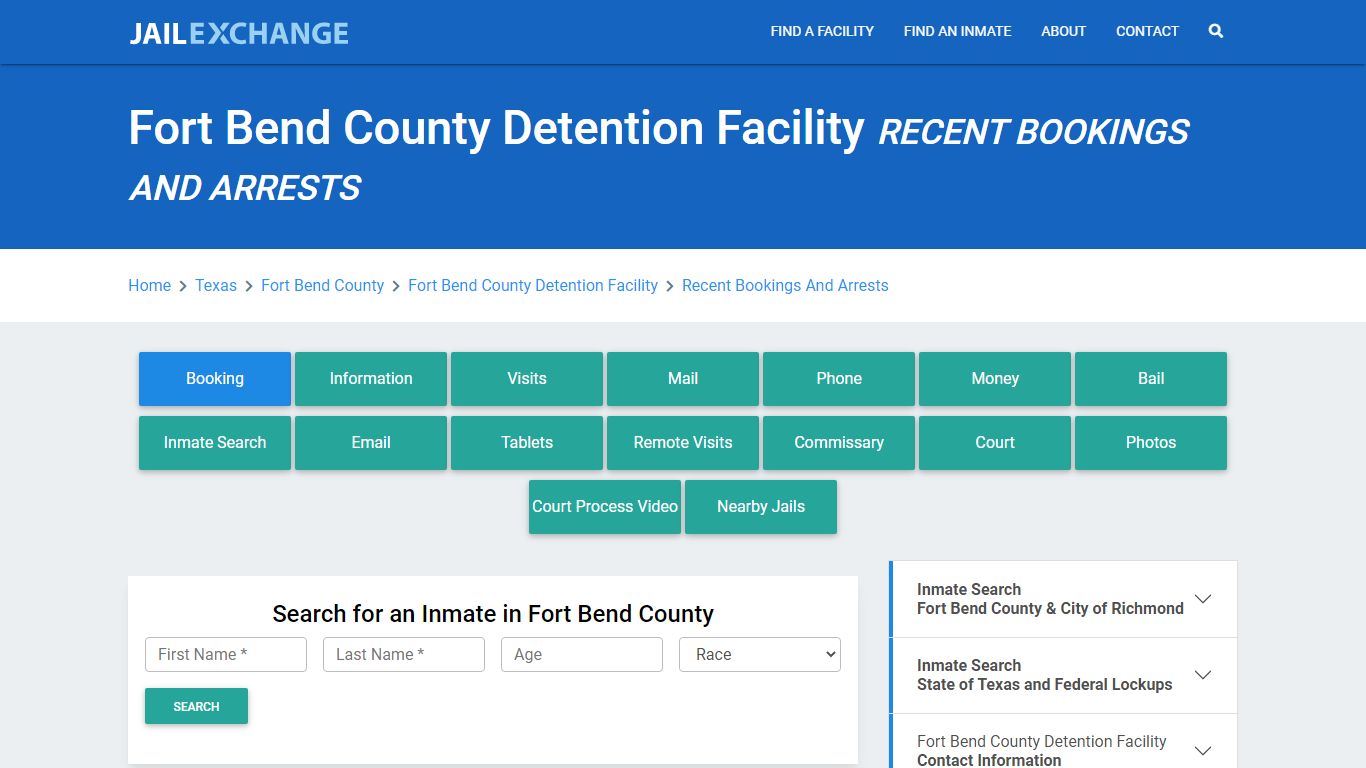 Fort Bend County Detention Facility Recent Bookings And Arrests